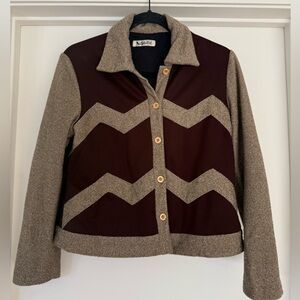 Vintage Lucky Bird Pendleton Brown and Tan Women's Jacket